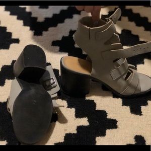 Grey heeled sandals